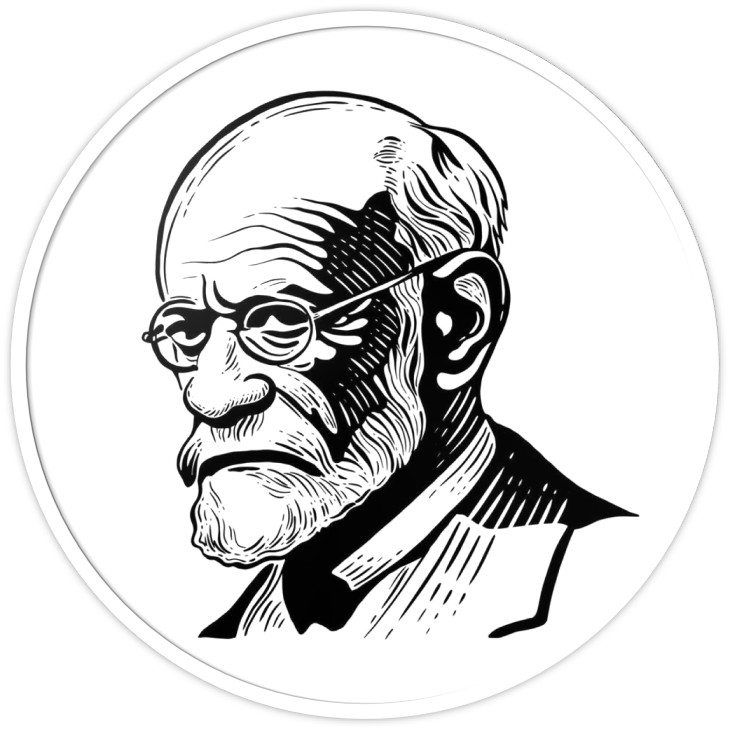 Gezeichnetes Porträt von Sigmund Freud